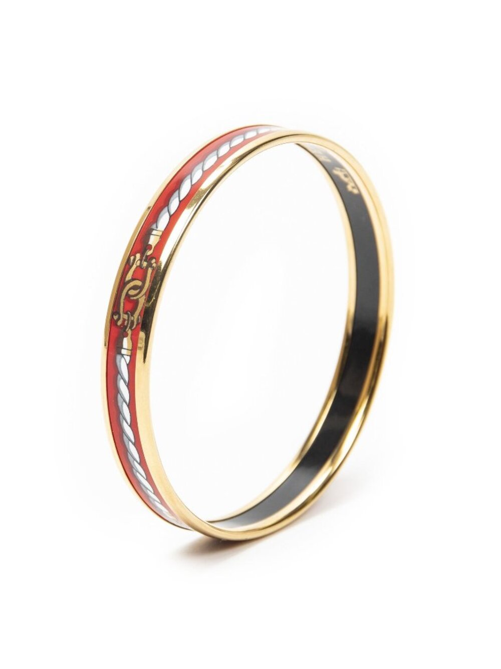 Hermes Enamel Bangle Red Plating Bracelet